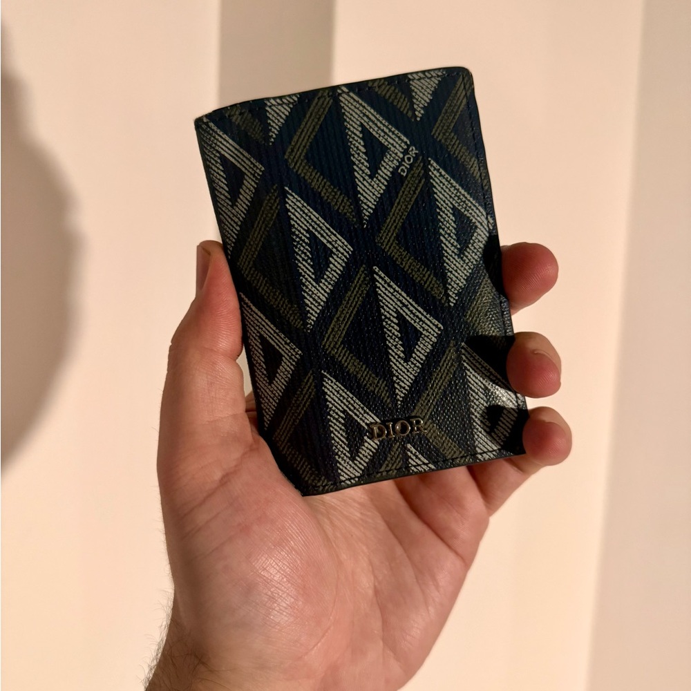 Dior Blue Geometric Patterned Card Holder